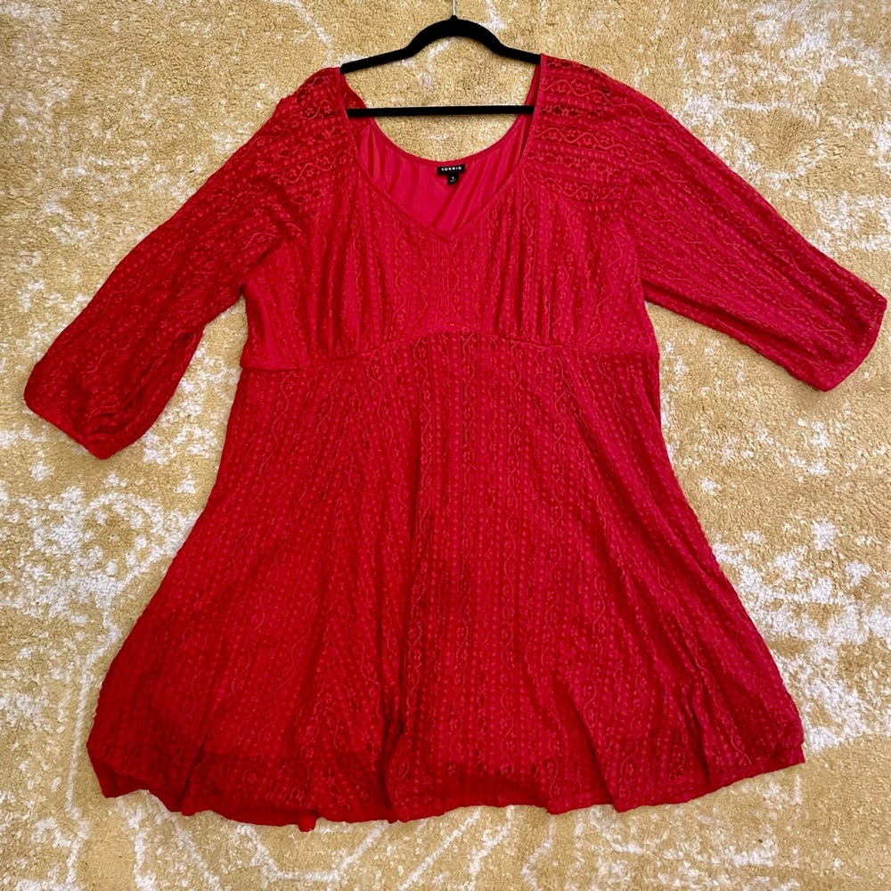 Torrid Red Lace Mini Dress